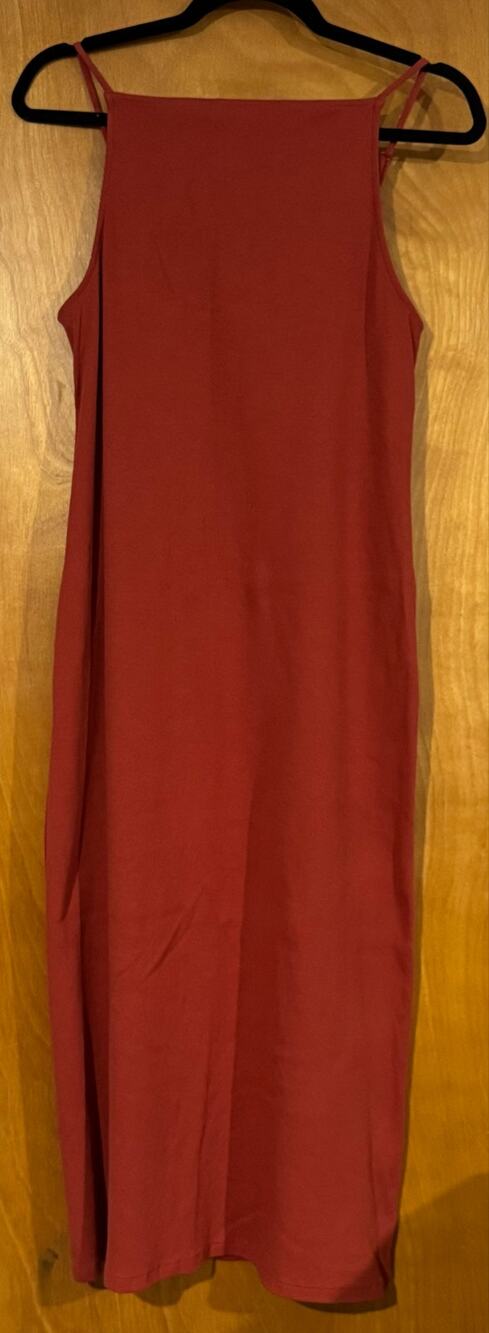 Chic Old Navy Rib-Knit High-Neck Cami Dress Rust Large Beachy Park Minimalist